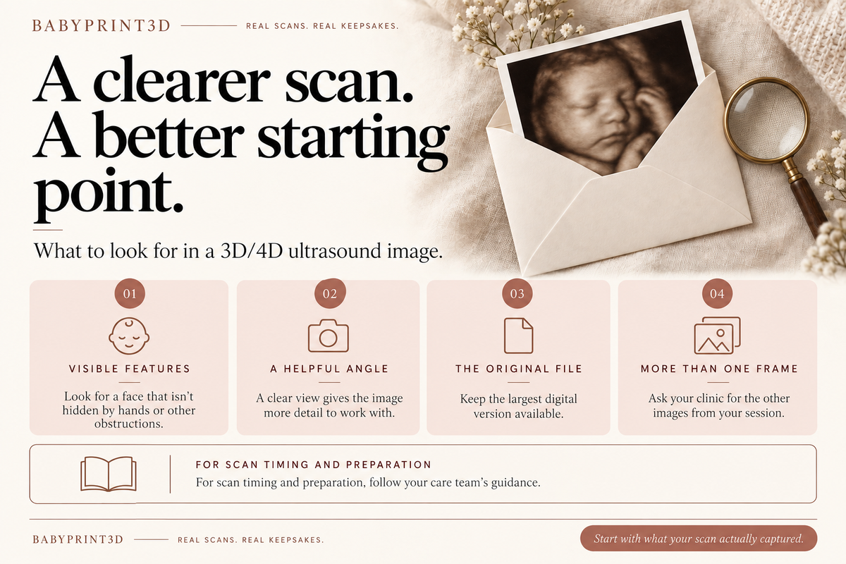 A parent’s guide to a good 3D/4D ultrasound image: visible features, helpful angles, original files and multiple frames.
