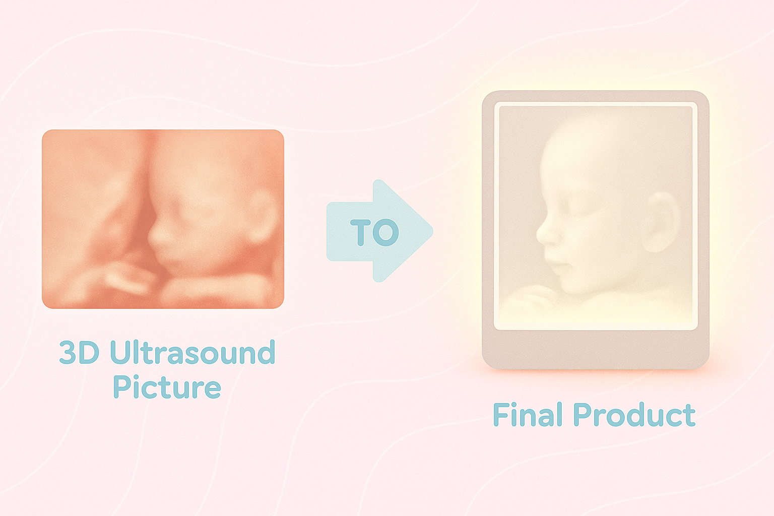 Individually Crafted from Your Baby's Ultrasound Images. Upload Image to create your EchoGlow.