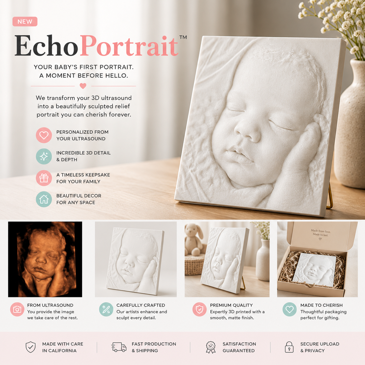 EchoPortrait: Sculpted Ultrasound Relief